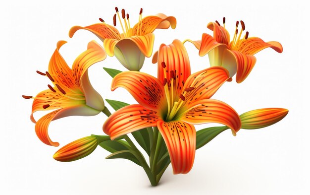 3D Tiger Lily On White Background