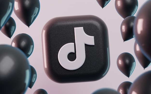 Logo tiktok 3d con palloncini lucidi