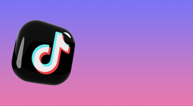 Foto 3d tiktok nieuwigheid logo op paarse achtergrond