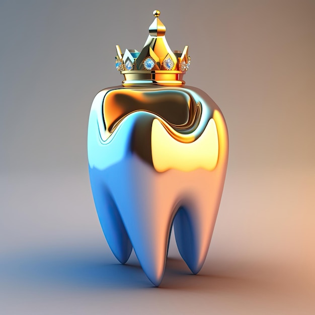 3D Tooth with Golden Crown