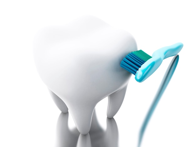 3D Toothbrush brushing a tooth.