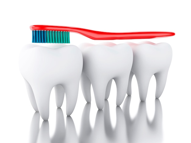 3D Toothbrush brushing a tooth.