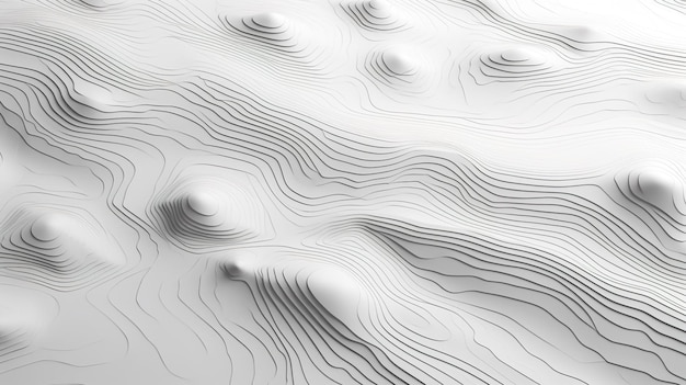 3D topografische kaart in grijstinten en witte presentatie