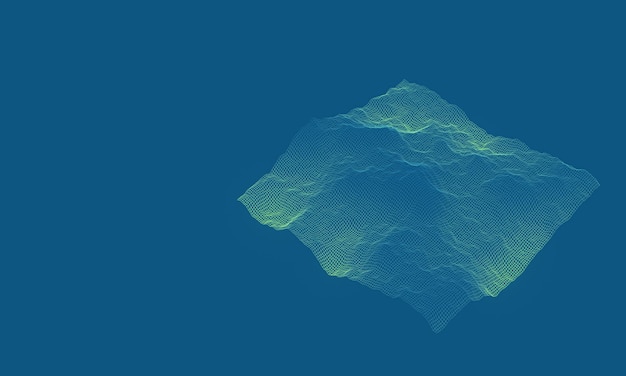 3D topographic mountain grid wireframe Holographic terrain