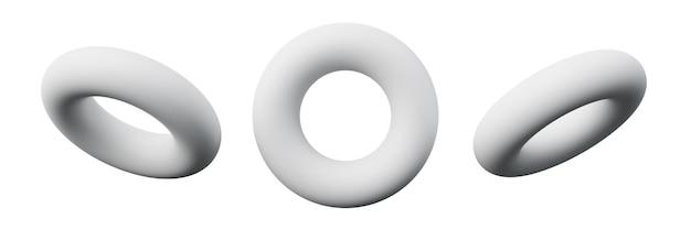 사진 기본 형상 개체의 3d torus 또는 ring white 현실적인 렌더링