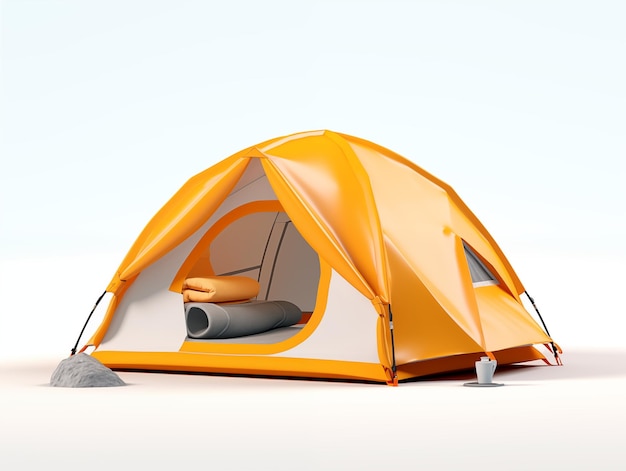 3d tourist tent camping concept 3d illustration isolated on white background