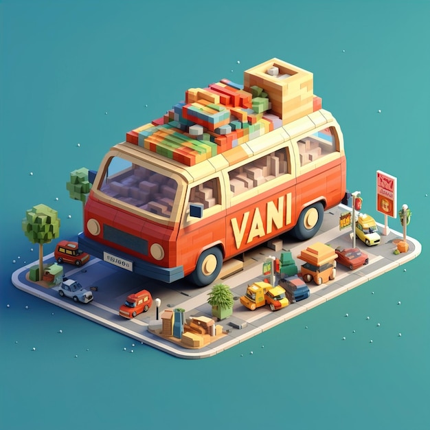 3d toy block van