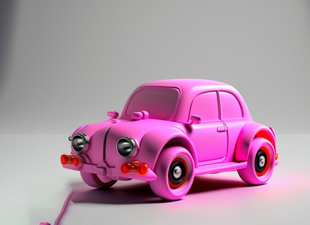 Фото 3d игрушечный автомобиль на белом фоне и копией пространства