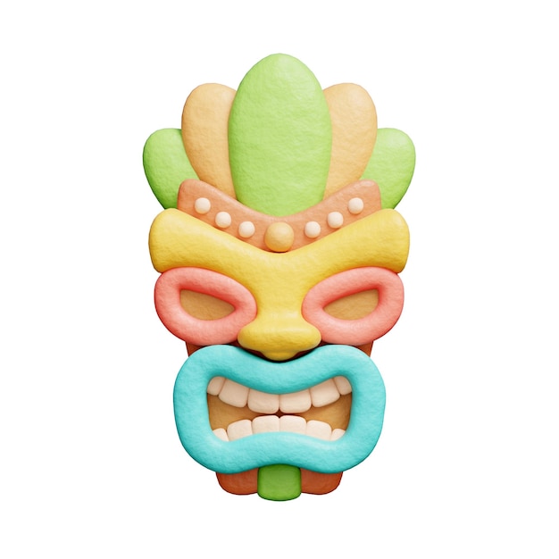 3d traditional tiki mask hawaii element summer tropical holiday vacation