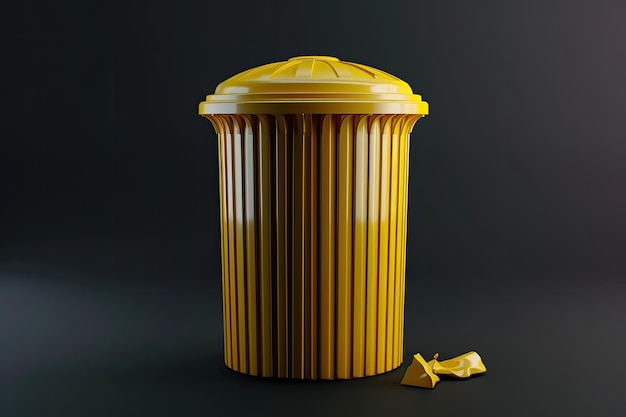 A 3D trash bin symbol for deletion or cleanup