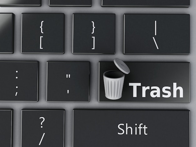 3d Trash can on the computer keyboard.