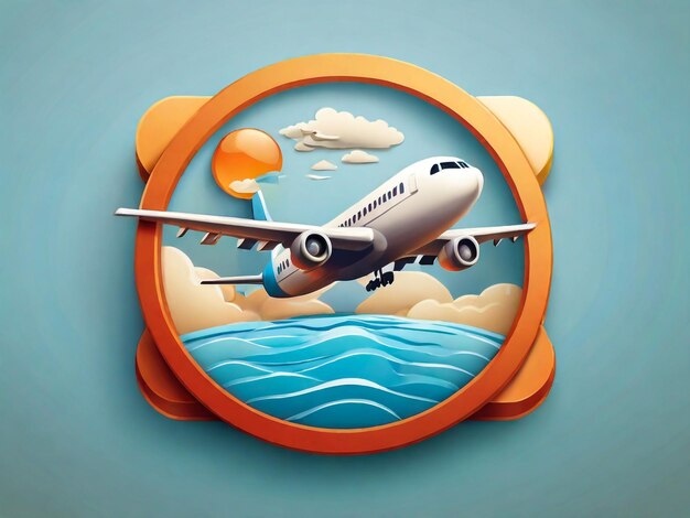 3d travel icon with airplane