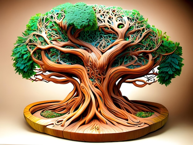 3d tree illustration art background AI generated