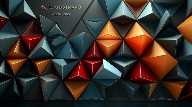 3D Triangular Shapes Geometric Background in Origami Style