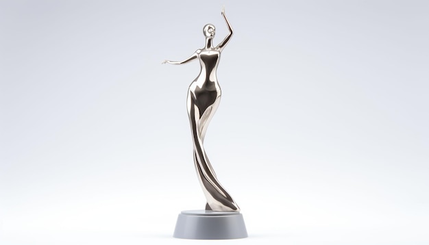 Foto un trofeo o un premio 3d con una figura femminile