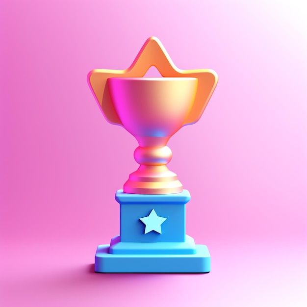 Photo 3d trophy with a star shape on top