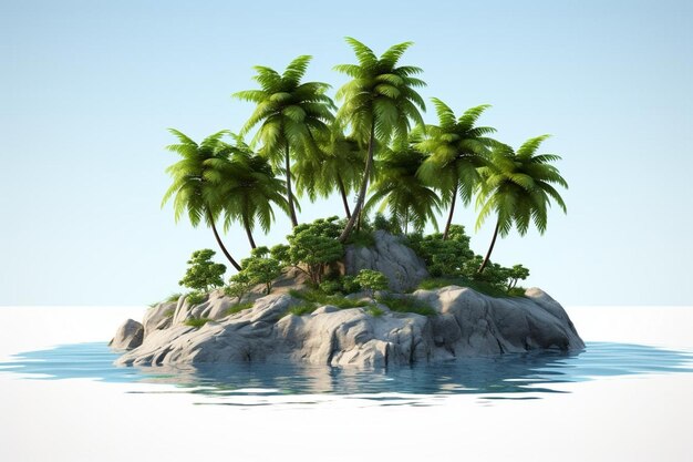 3d tropical palm tree island