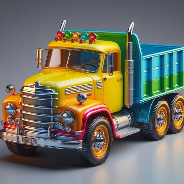 3d truck modeling with gray background