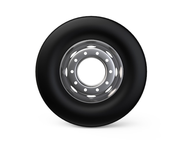 3d truck wheel on aluminum hub with black shine tire high resolution commercial service