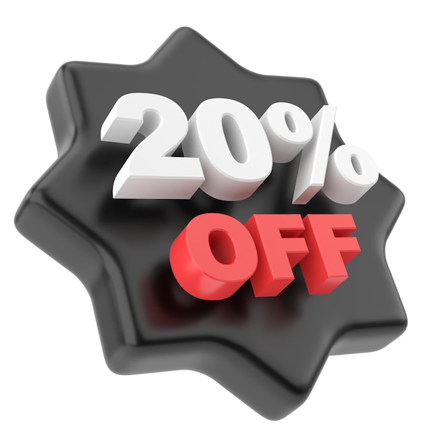 3D twenty percent off 20 off Sale badge