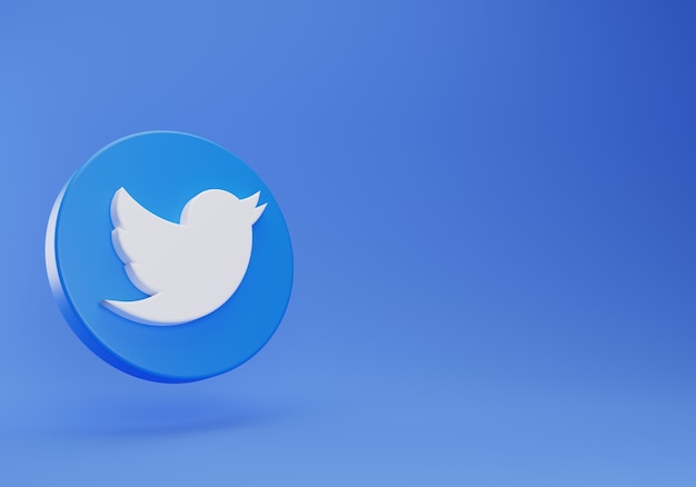 3d twitter floating logo minimal simple design template