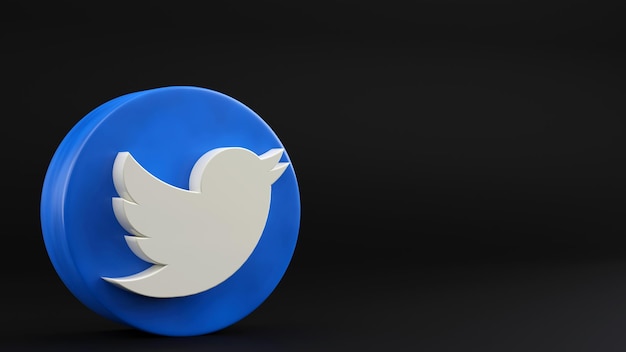 Foto logo twitter 3d su sfondo nero