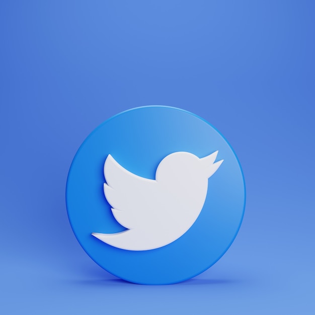 Foto logo 3d twitter stand modello minimal design semplice