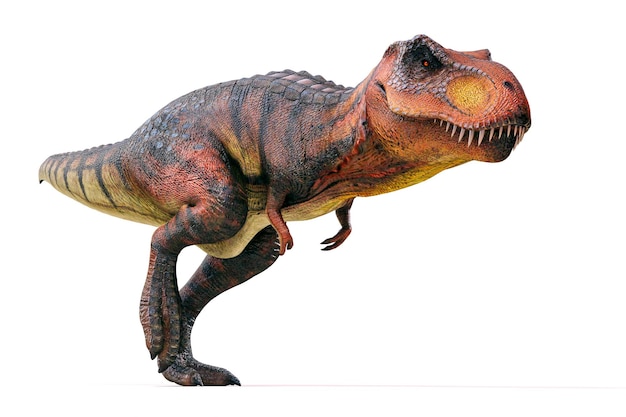 3d tyrannosaurus rex render su sfondo bianco