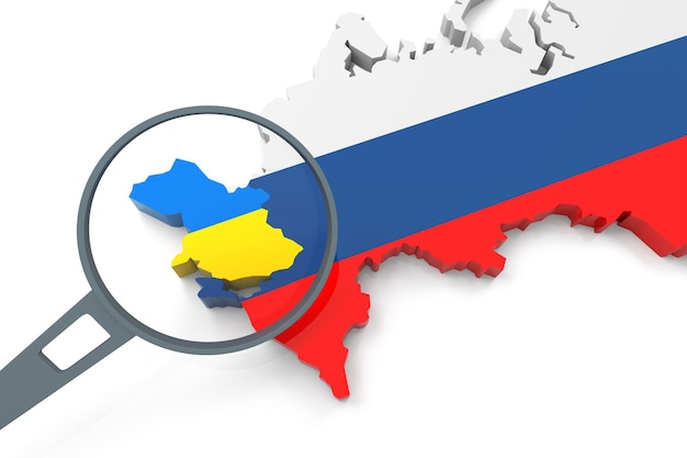 3d карта украины и россии с увеличительным стеклом