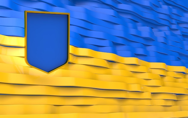 3d Ukraine coat of arms with the slogan Glory to Ukraine! Glory to the heroes!