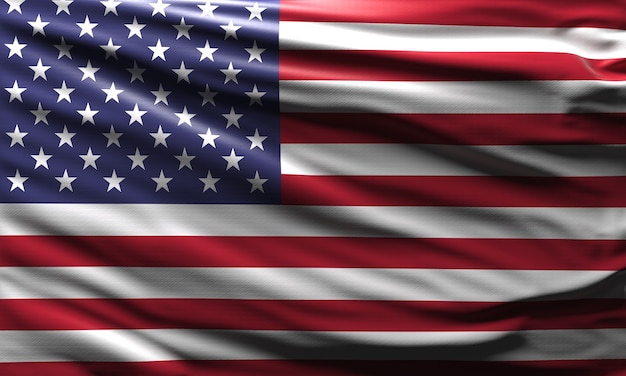 3d United states USA flag background 
American national symbol waved in the wind World flags concept