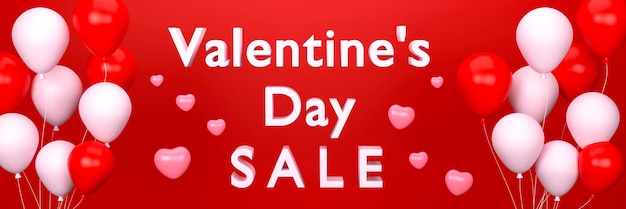 3D. Valentine's Day banner for sale with balloons. the festival of love