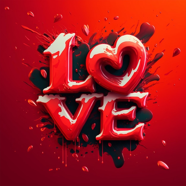 3D Valentine symbol love design on black background, Decorative Love shape, Luxury Love Heart symbol