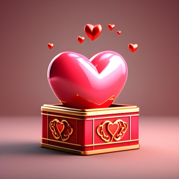 3D Valentines Day icon heart