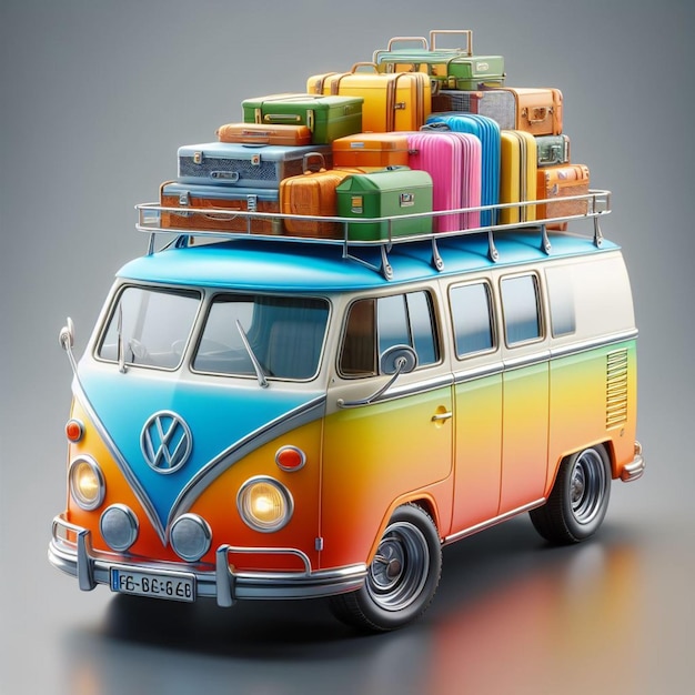 3d van modeling with gray background 3d rendered and 3d illustration