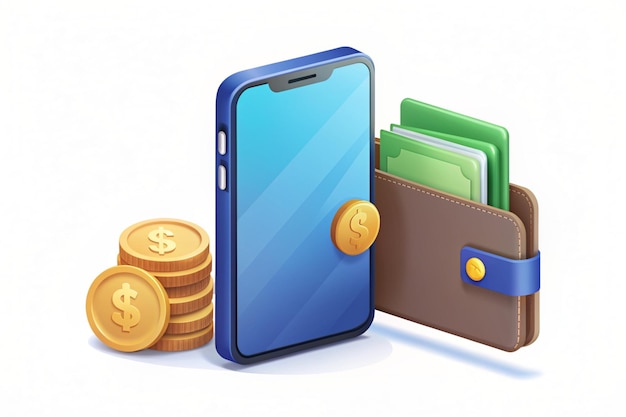 Photo 3d vector cashback money refund with credit card money wallet on mobile payment online payment and money saving concept on 3d wallet 3d cashback credit card render for business payment transfer