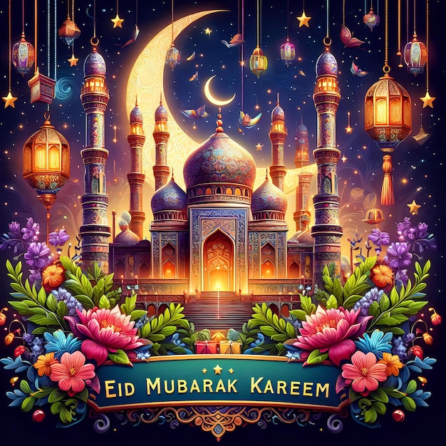 3D-vector Eid Mubarak illustratie