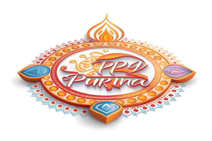 फोटो 3d vector icon of traditional rangoli with happy sharad purnima text on white background pan camera