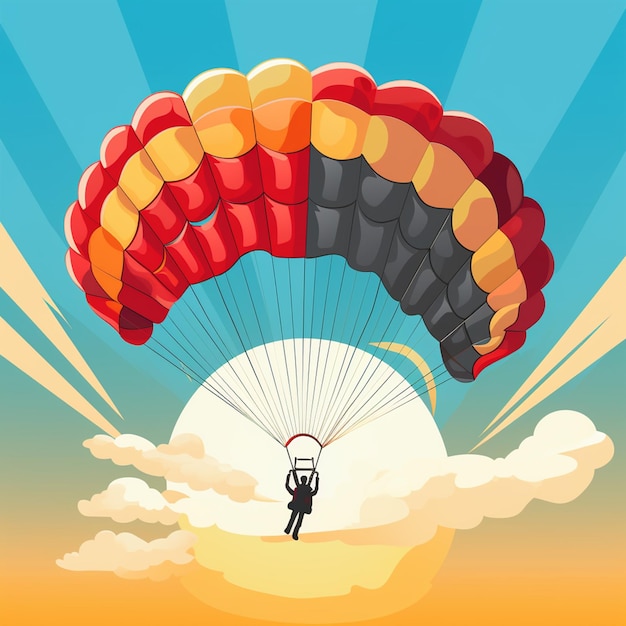 3D векторная иллюстрация прыжков с парашютом
