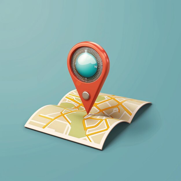 Foto 3d vector pin map with compass reizen toerisme reizen plannen wereldreis vakantie vakantie reizen