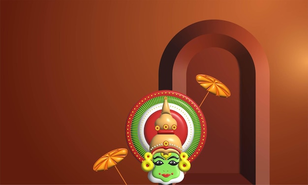 3D vector Render Illustration of Happy Onam south Indian festival celebration