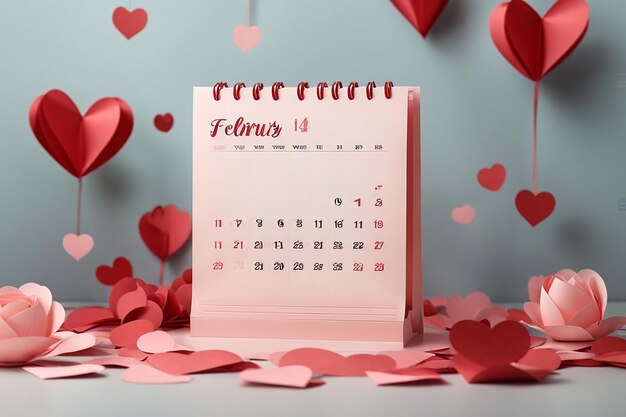 3d vector valentines day paper calendar notes reminder february 14 valentines day concept eps 10 vector