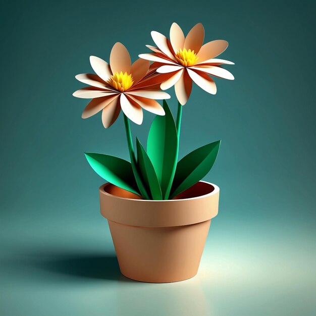 에 있는 3D 꽃의 3D 터 뷰