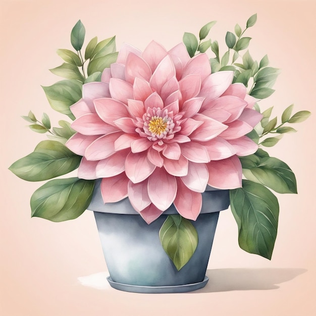 3d vector view of 3d flower in pot