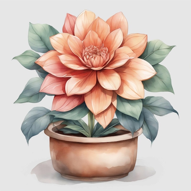3D-vectorweergave van een 3D-bloem in een pot
