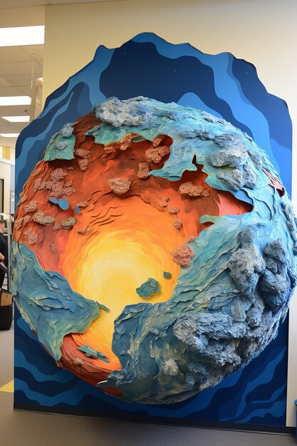 Foto murale digitale vibrante in 3d che mostra una sezione trasversale della terra dal nucleo all'atmosfera