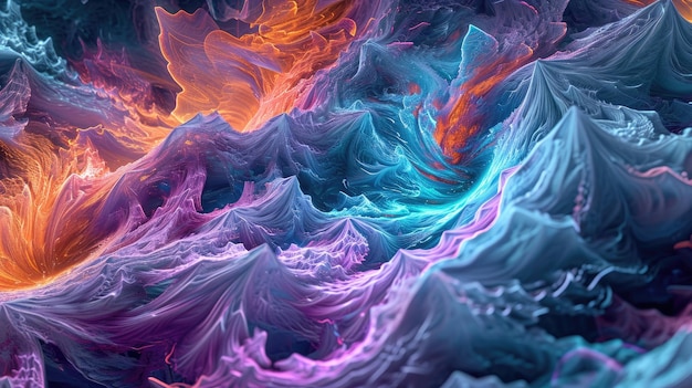 3d vibrant fractal neon abstract background
