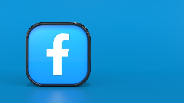 Foto 3d-vierkant met facebook-logo-achtergrond