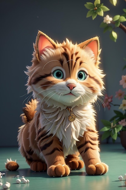 3d view of adorable pet cat