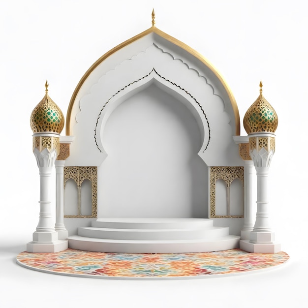 3D view Islamic arch podium stage